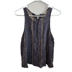 American Eagle Women’s Blue Boho Lace Up Back Tank Size Large